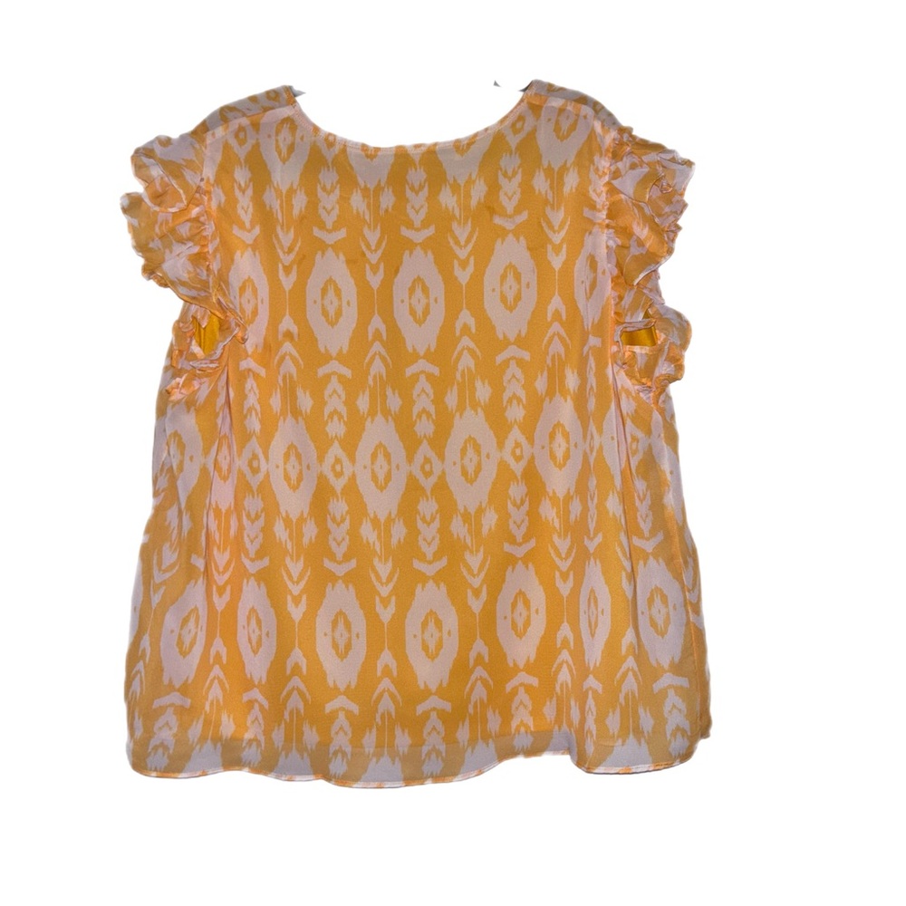 Chic Yellow Patterned Blouse with Ruffled Sleeves - Picture 4 of 8